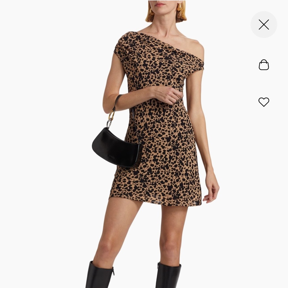 REFORMATION Leopard Print One-Shoulder Dress NWT